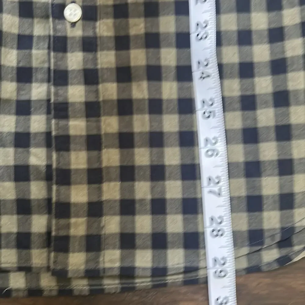 J Crew Slim Fit Stretch Secret Watch Button Down Shirt Navy Olive Plaid Small